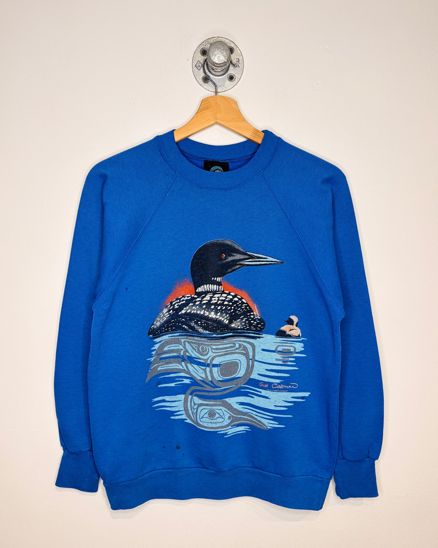 Vintage 90s Sue Coleman Art Blue Crewneck Sweatshirt
