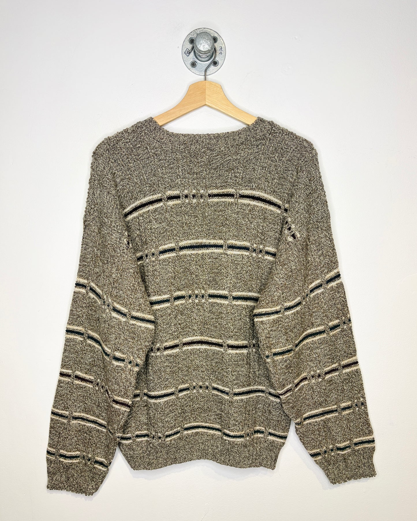 Vintage 90s David Taylor Striped Grey Sweater