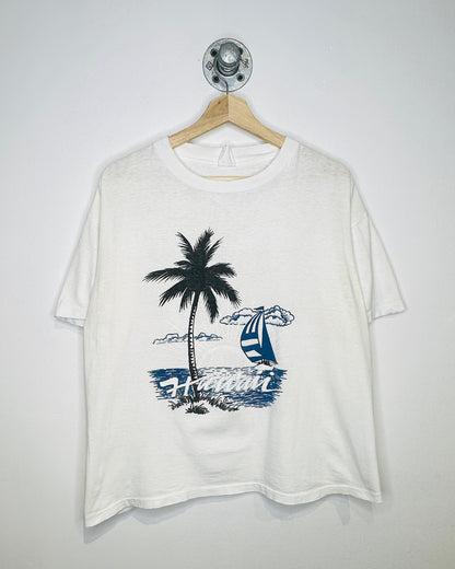 Vintage Hawaiian Beach White Tee Shirt