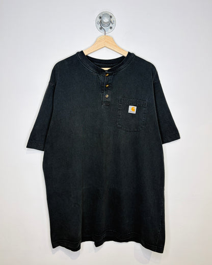 2000s Carhartt Faded Black Henley Tee Shirt