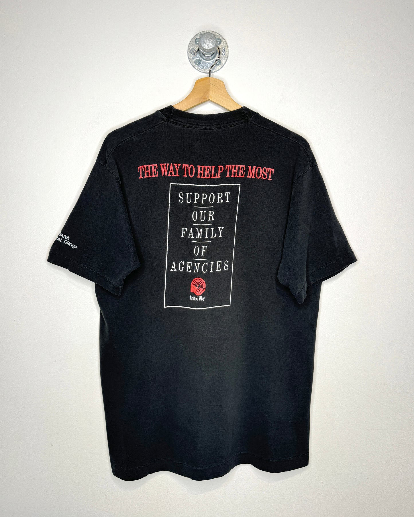Vintage 90s United Way Local Hero Distressed Black Tee Shirt