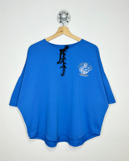 Vintage 1994 America’s Bodybuilding Best Blue Henley Shirt