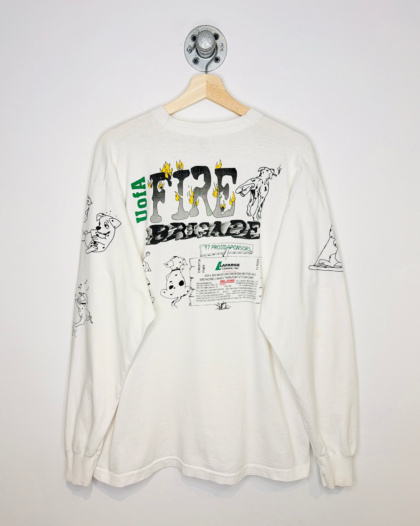 Vintage 1997 University Of Alberta Fire Brigade White Longsleeve Shirt