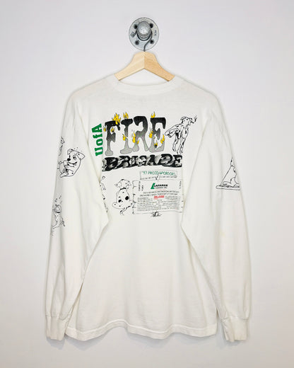 Vintage 1997 University Of Alberta Fire Brigade White Longsleeve Shirt