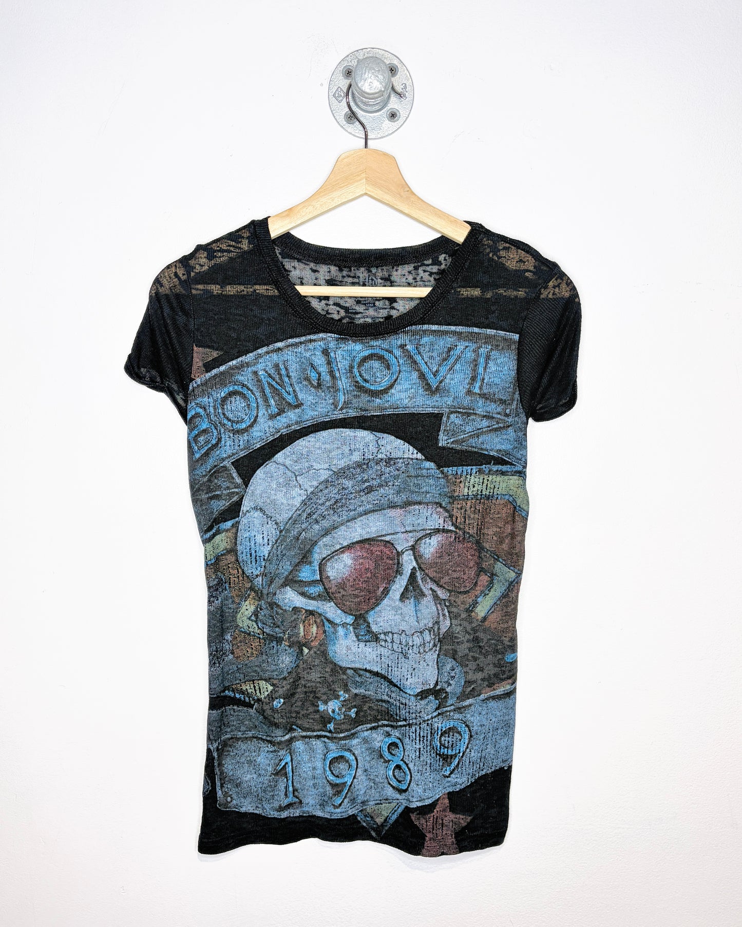 Y2K Women's Bon Jovi Paper Thin Black Tee Shirt
