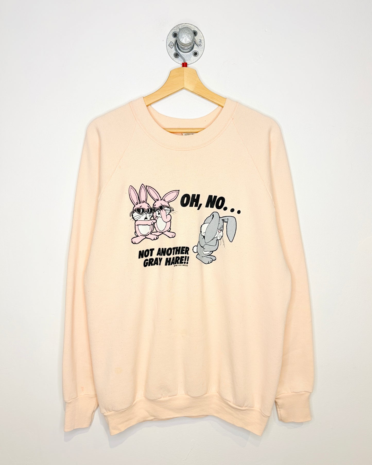 Vintage 1987 Gray Hare Doc Drizzle Faded Pink Crewneck Sweatshirt
