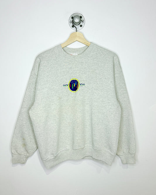 Vintage 90s Ohio Embroidered Grey Crewneck Sweatshirt