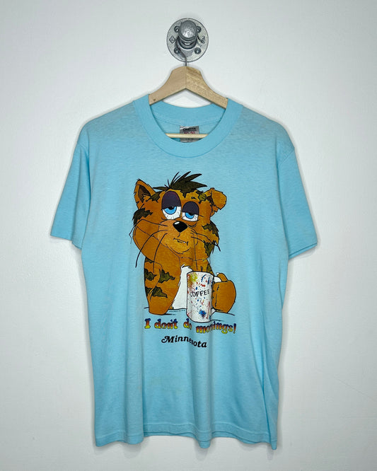 Vintage 1988 “I Don’t Do Mornings!” Light Blue Tee Shirt