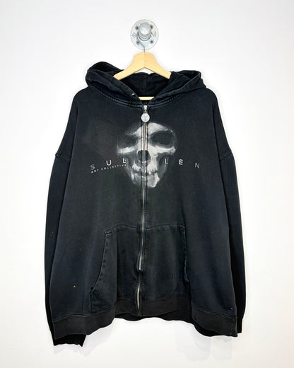 Y2K Sullen Art Collective Boxy Black Zip Up Hoodie