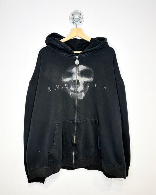 Y2K Sullen Art Collective Boxy Black Zip Up Hoodie
