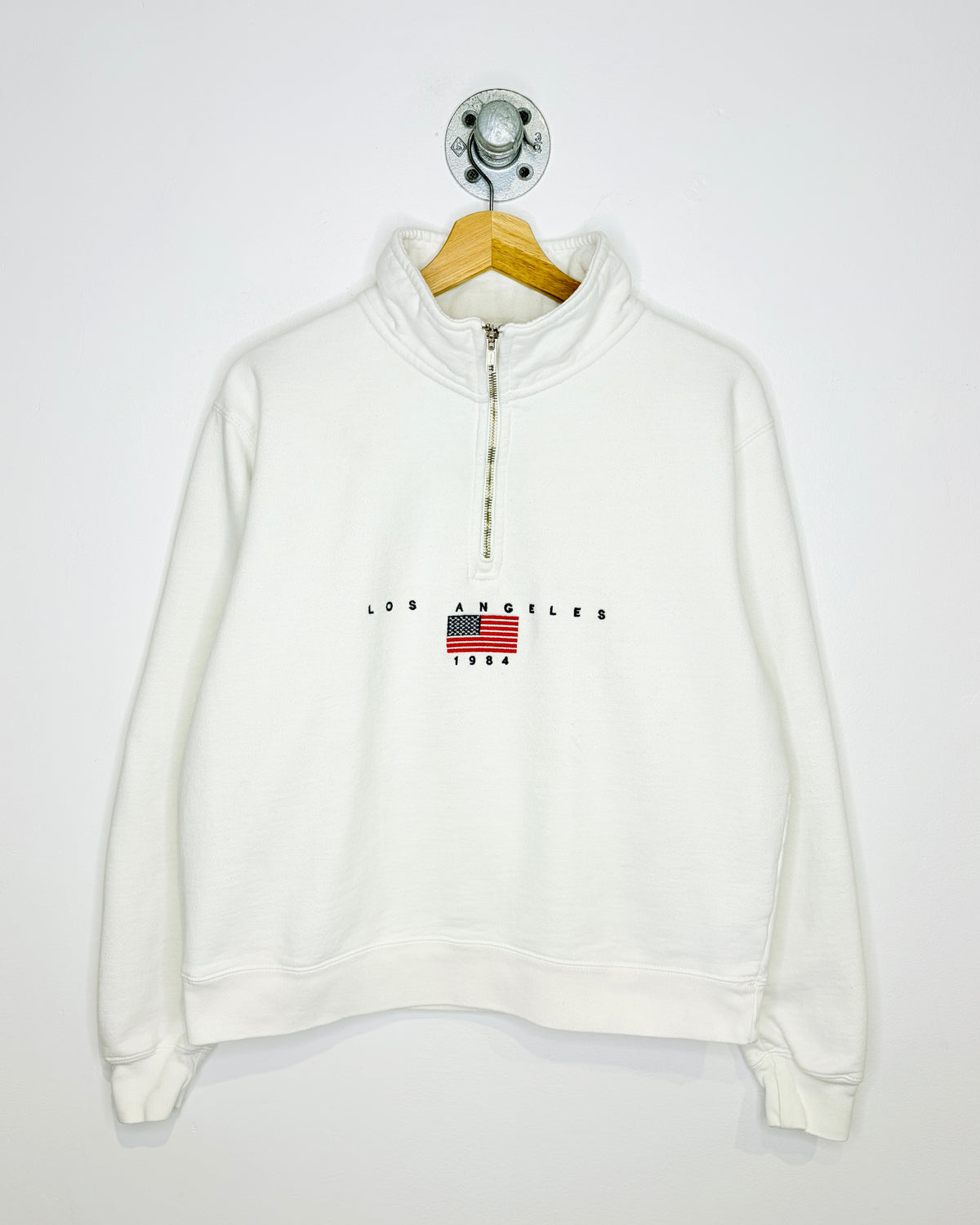 John Galt Los Angeles California White 1/4 Zip Sweatshirt