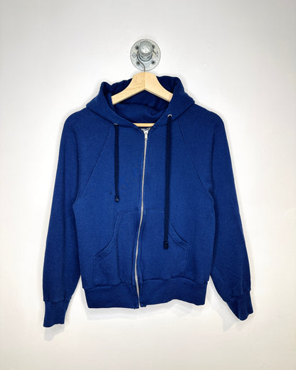 Vintage 80s Blank Navy Raglan “Baby” Zip Up Hoodie