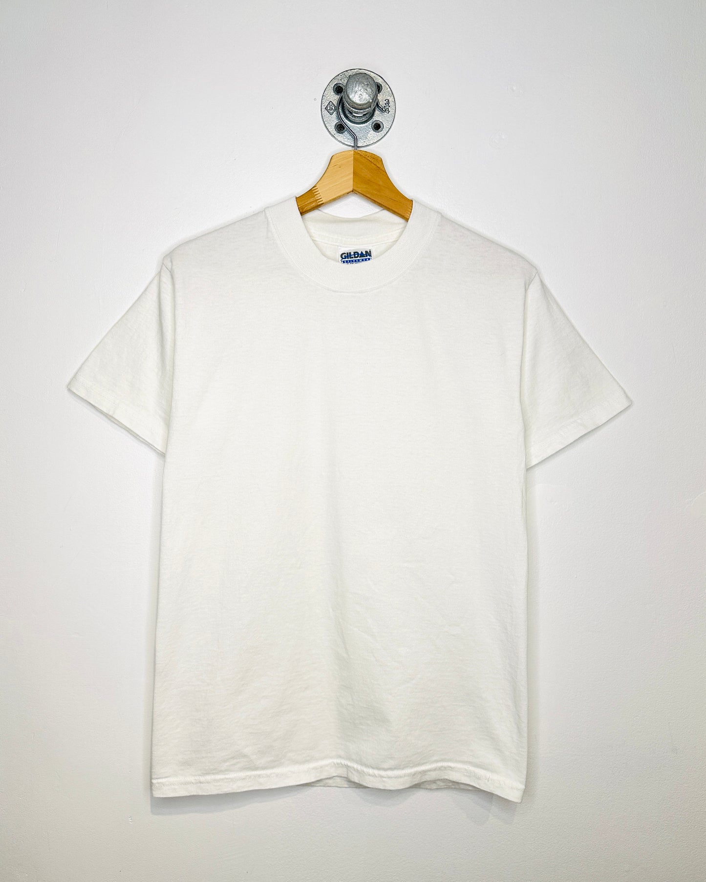 Vintage 90s Blank White Thick Collar Tee Shirt