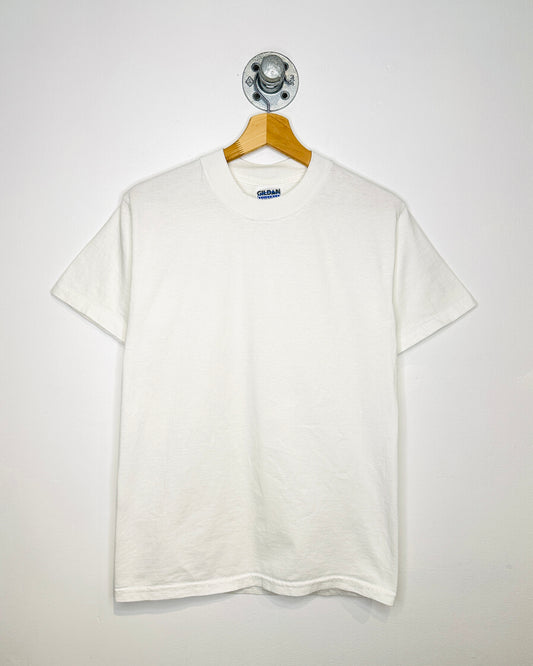 Vintage 90s Blank White Thick Collar Tee Shirt