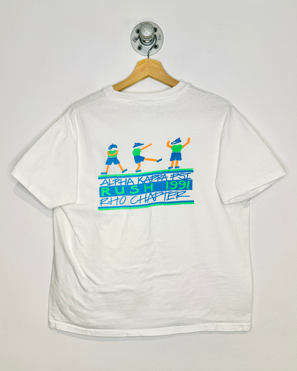 Vintage 1991 Alpha Kappa Psi Rush White Tee Shirt u