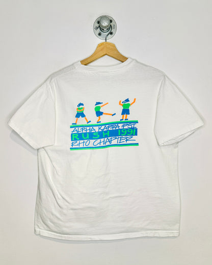 Vintage 1991 Alpha Kappa Psi Rush White Tee Shirt u