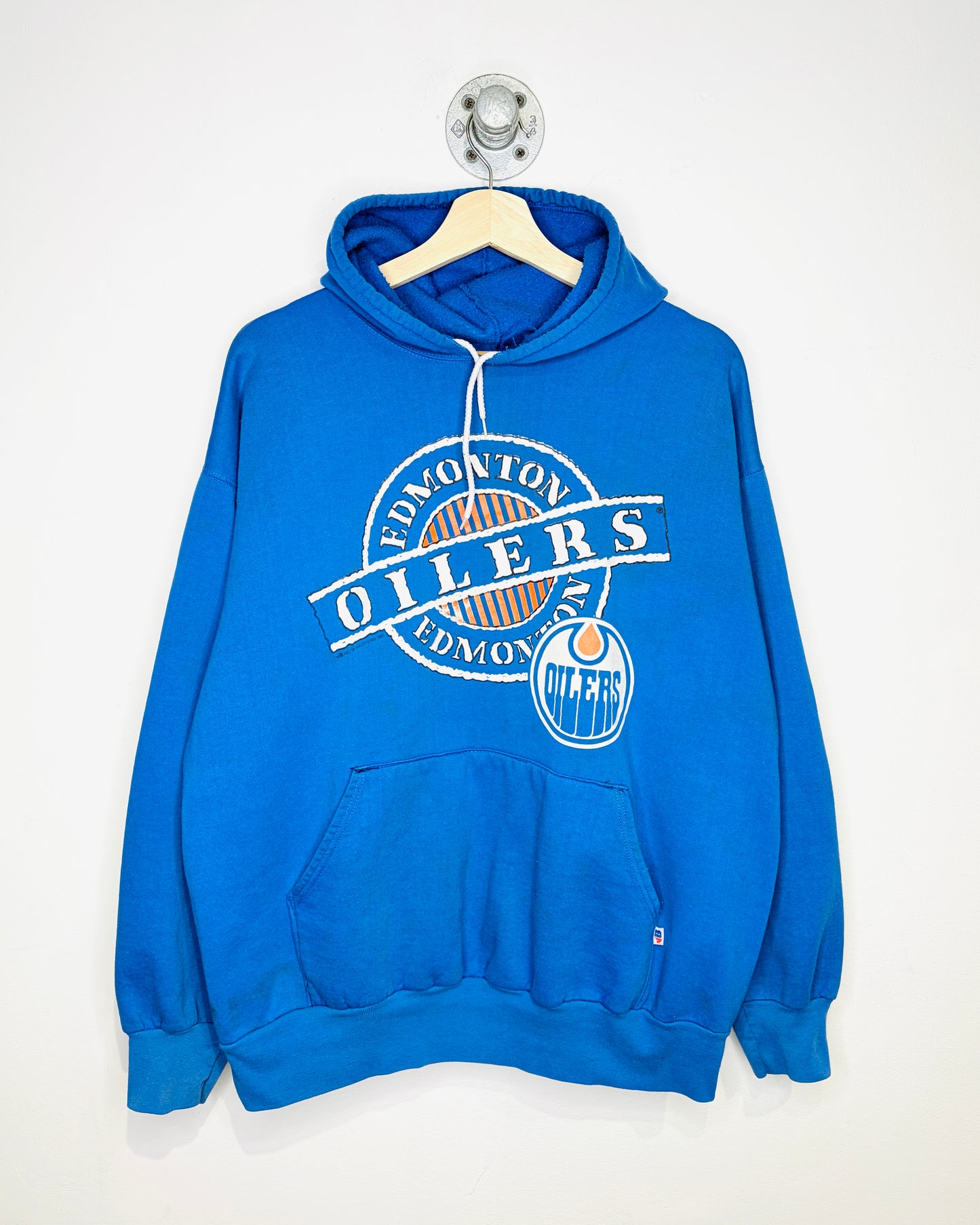 Vintage 1991 Bulletin Edmonton Oilers Royal Blue Hoodie