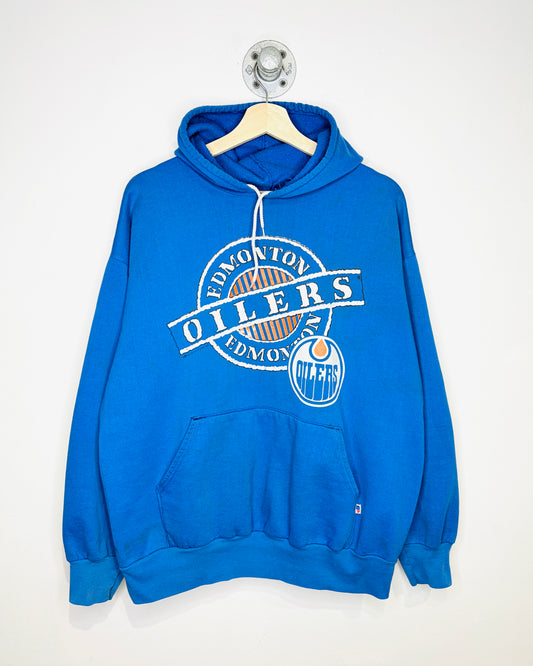 Vintage 1991 Bulletin Edmonton Oilers Royal Blue Hoodie