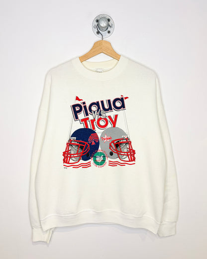 Vintage 1996 Ohio’s Oldest Rivalry Piqua VS Troy White Crewneck Sweatshirt