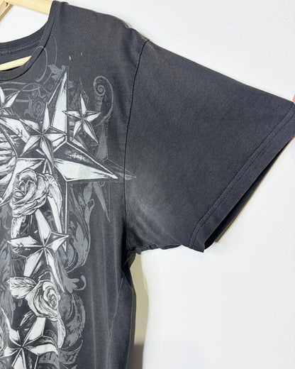 2000s Y2K Winged Cross Affliction Style Black Tee Shirt