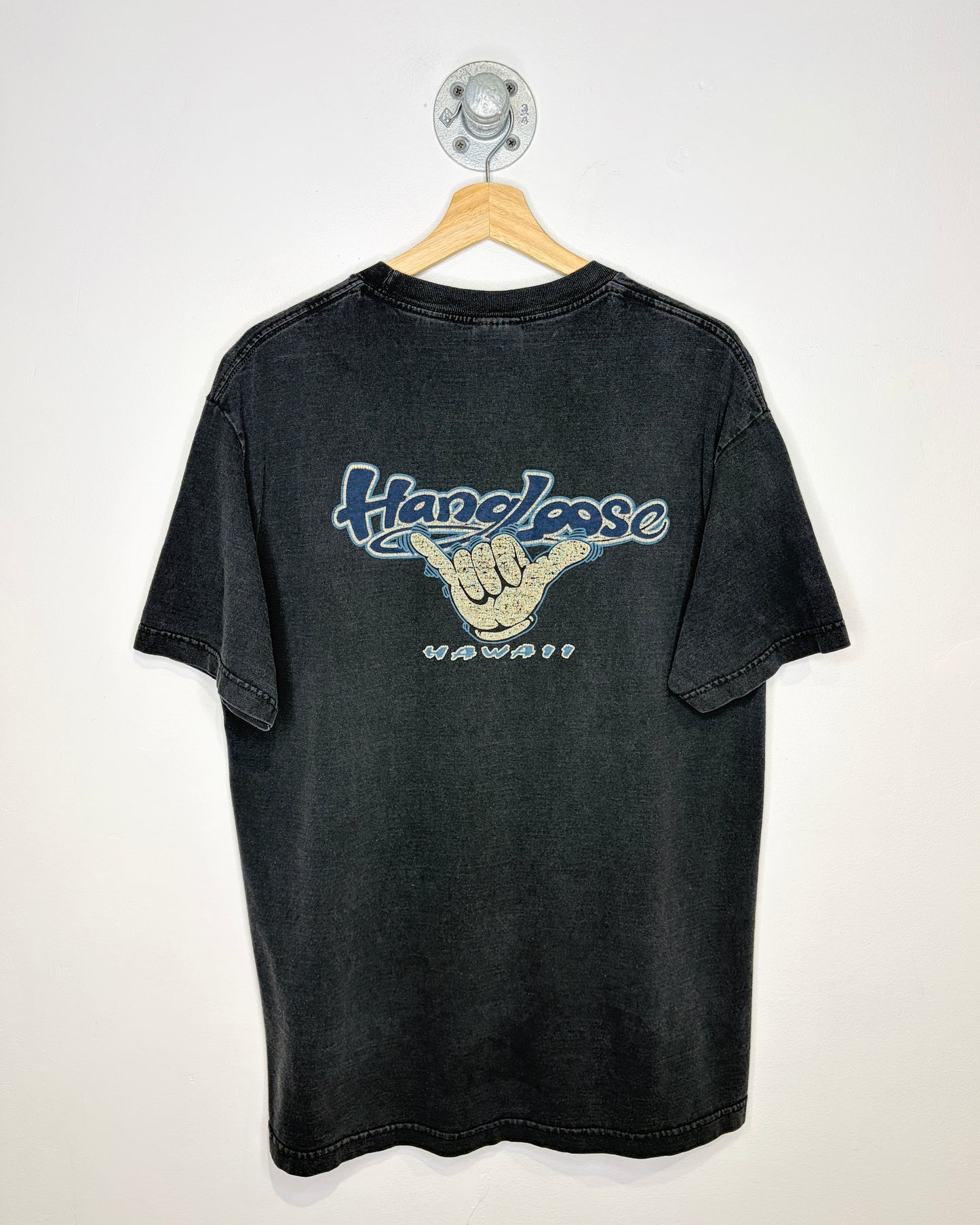 Vintage Hang Loose Hawaii Faded Black Tee Shirt
