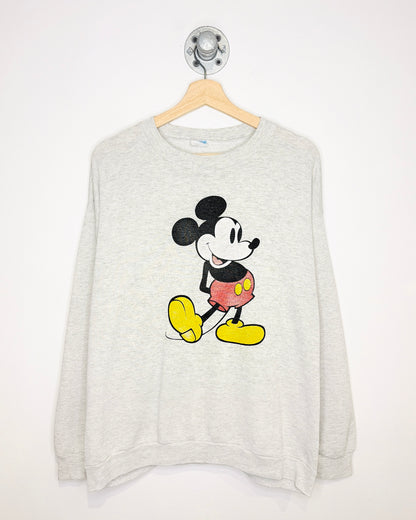 Vintage 1980s Mickey Mouse Distressed Grey Crewneck Sweatshirt
