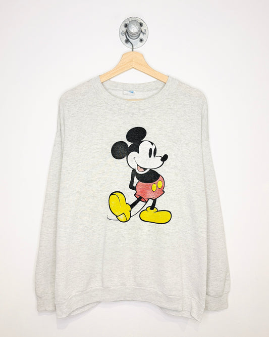 Vintage 1980s Mickey Mouse Distressed Grey Crewneck Sweatshirt