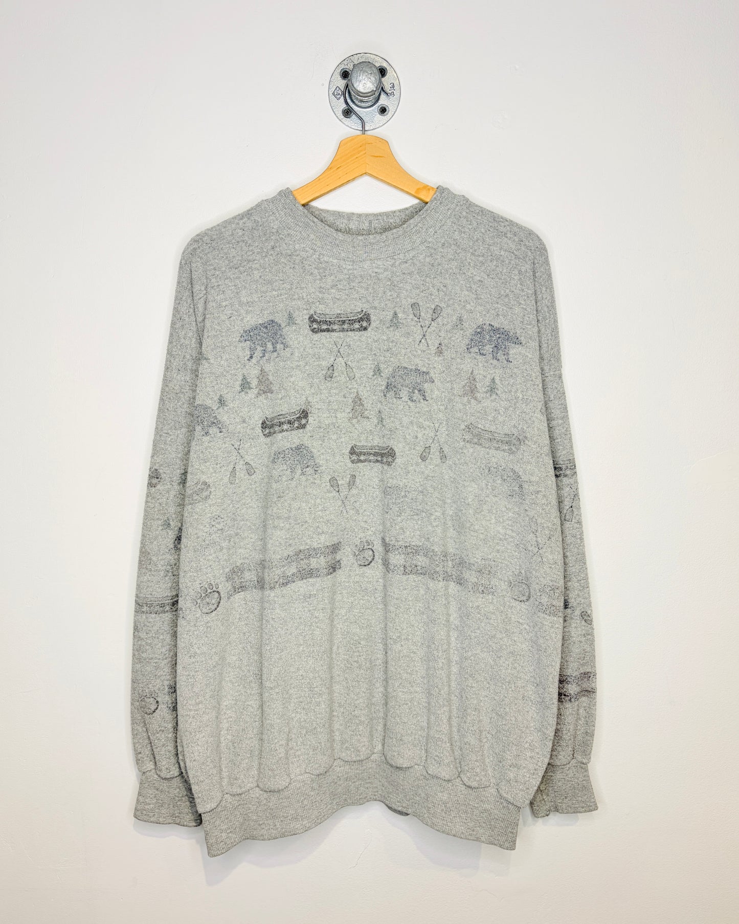 Vintage 90s Art Unlimited Grey Terry Cloth Crewneck Sweatshirt