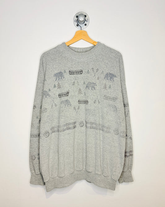 Vintage 90s Art Unlimited Grey Terry Cloth Crewneck Sweatshirt