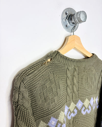 Vintage 90s Sansabelt Golf Earth Tone Cable Knit Sweater
