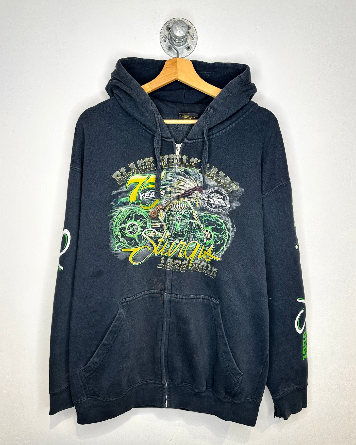 Black Hills Rally Sturgis 75 Years Black Zip Up Hoodie