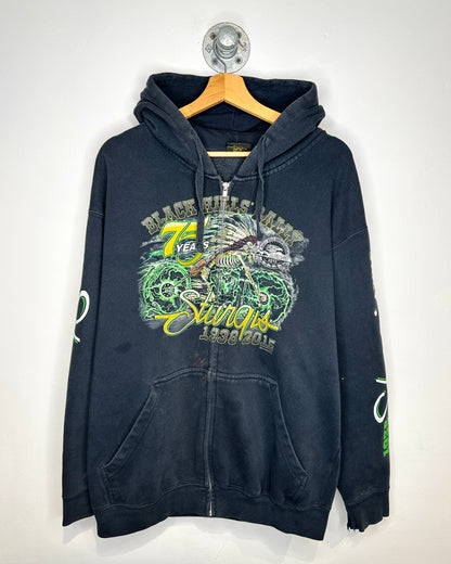 Black Hills Rally Sturgis 75 Years Black Zip Up Hoodie