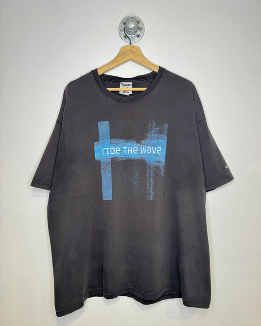 Vintage 90s Ride The Wave Black Tee Shirt