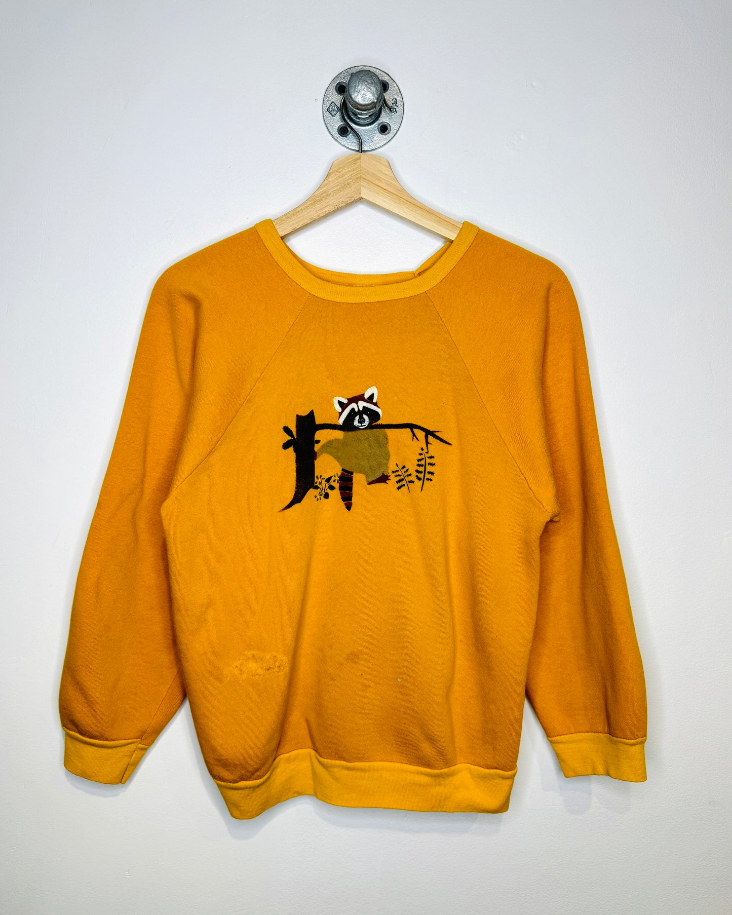 Vintage 70s Racoon Yellow Crewneck Sweatshirt
