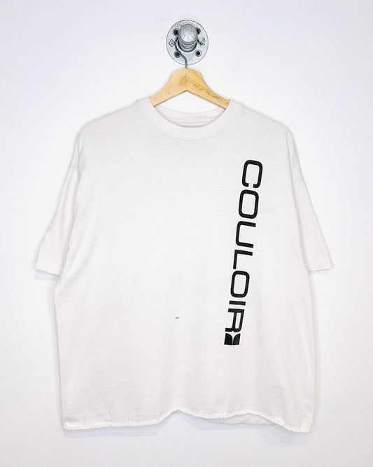 Vintage 90s Couloir Ultimate Skiwear Cropped White Tee Shirt