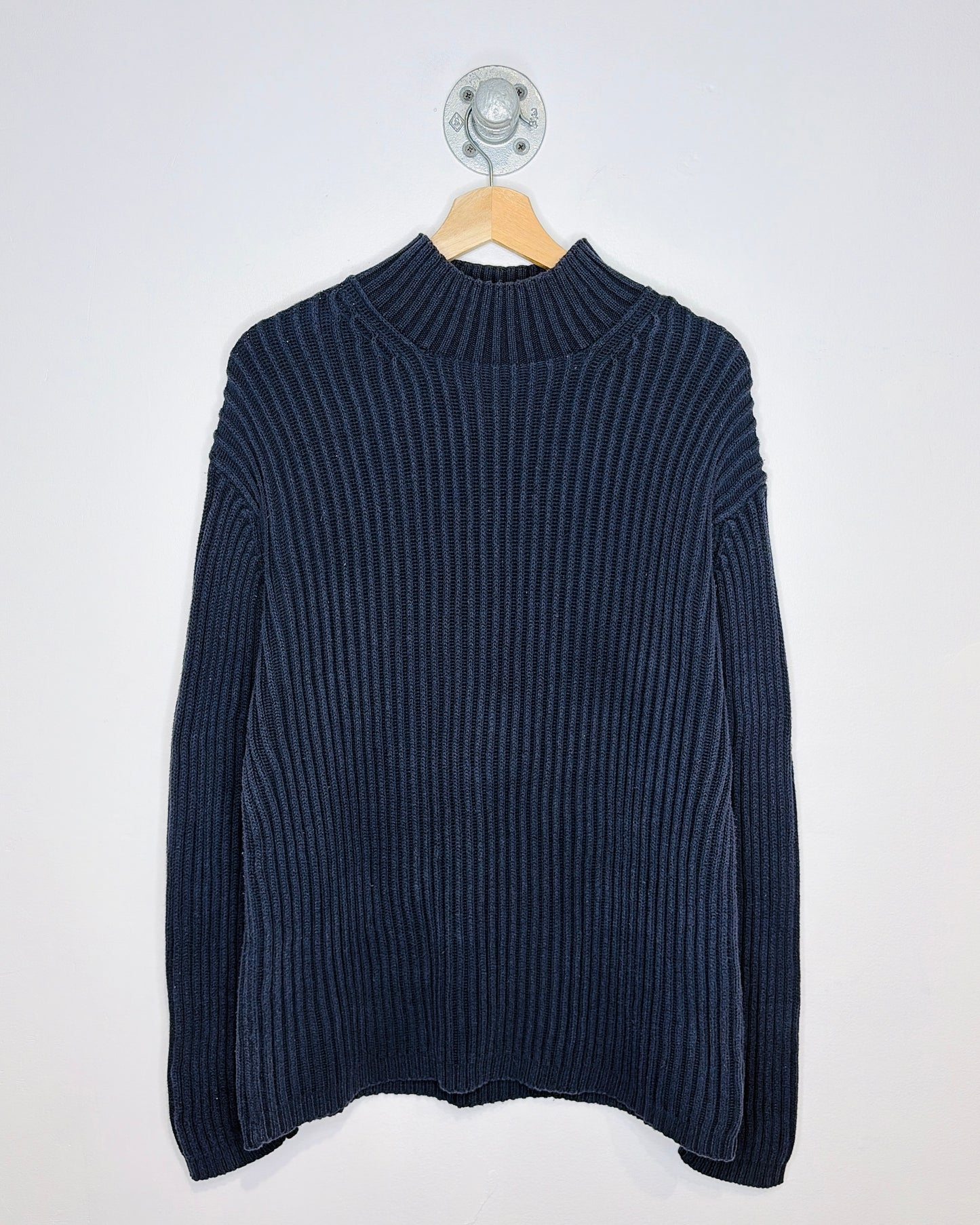 Vintage 1990s GAP Navy Ribbed Mock Neck Sweater