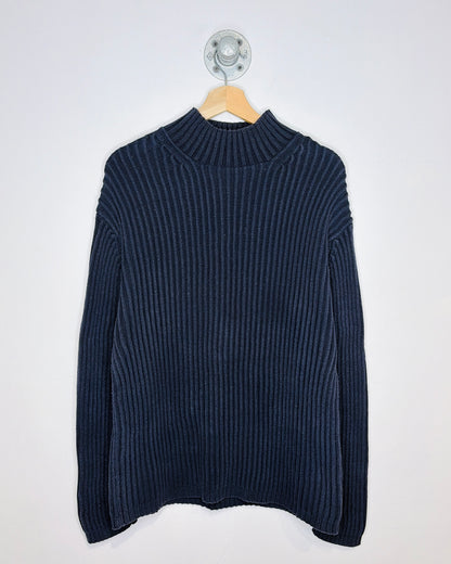 Vintage 1990s GAP Navy Ribbed Mock Neck Sweater