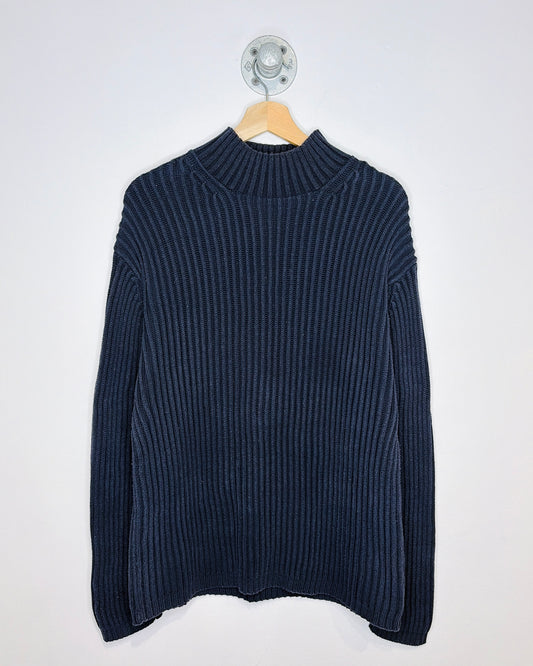 Vintage 1990s GAP Navy Ribbed Mock Neck Sweater