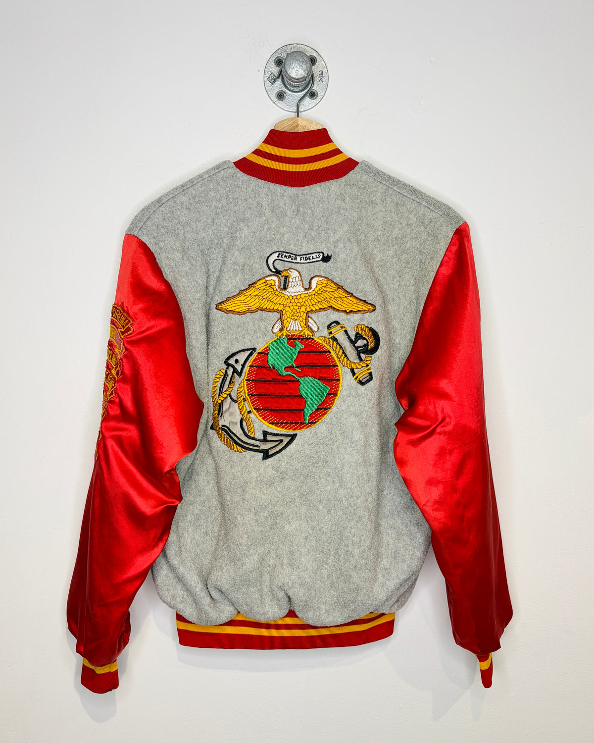 Red Usmc Jacket Vintage 90s USMC Grey & Red Bomber Jacket – Wildrose Vintage