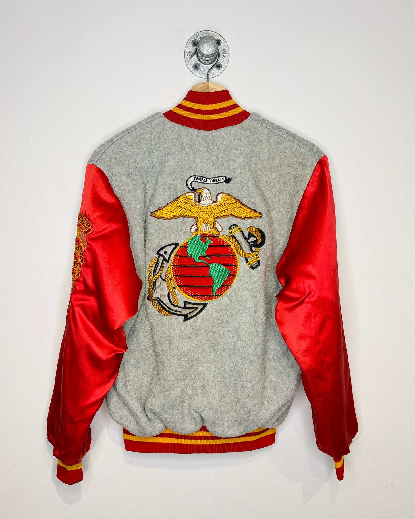 Vintage 90s USMC Grey & Red Bomber Jacket