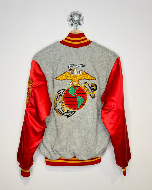 Vintage 90s USMC Grey & Red Bomber Jacket