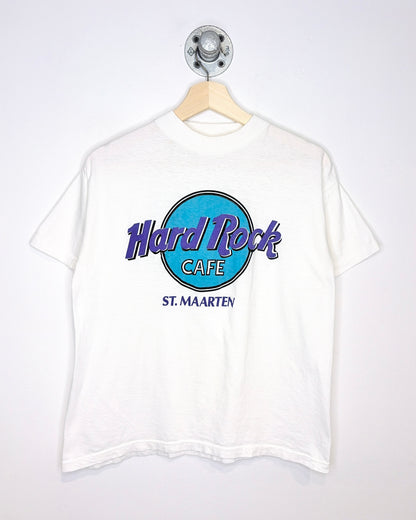 Vintage 80s Hard Rock Cafe St. Maarten White Tee Shirt