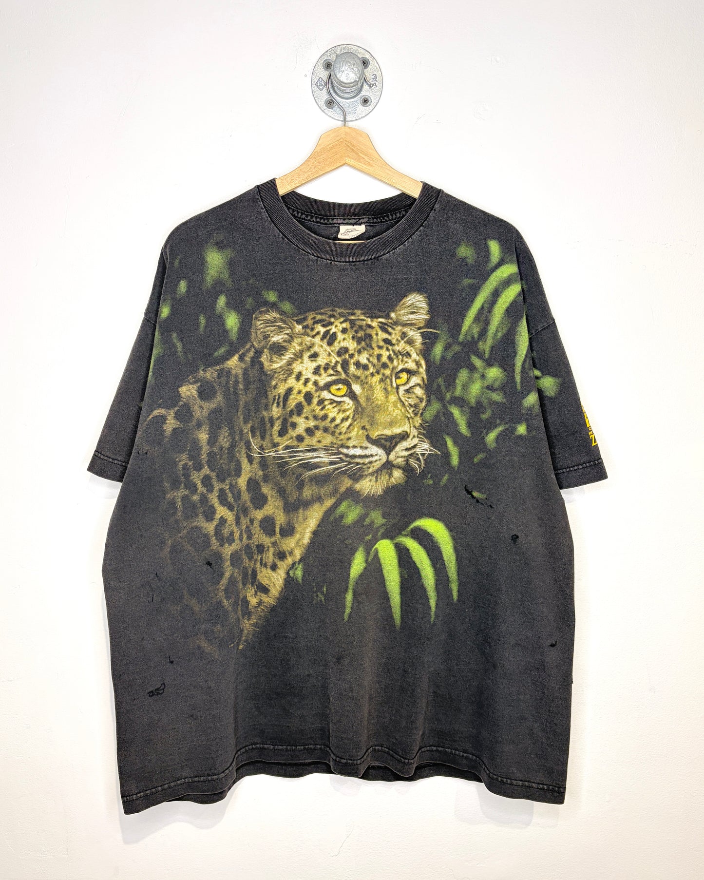 Vintage 90s Cleveland Zoo Leopard Faded Black Tee Shirt
