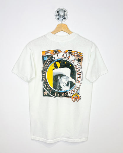 Vintage 1992 Ricky Van Shelton Backroads Tour White Tee Shirt