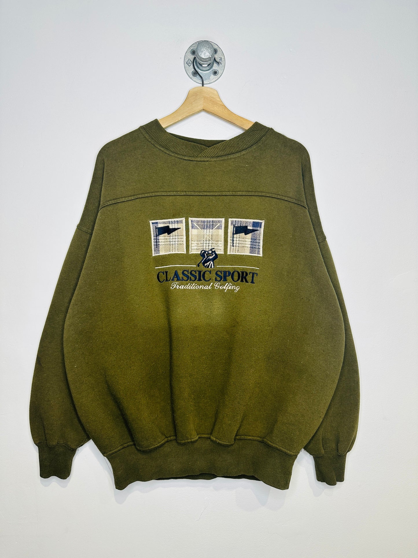 Vintage 1990s Traditional Golfing Green Crewneck Sweatshirt