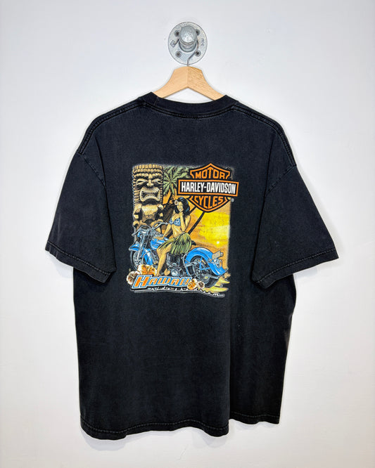 Harley-Davidson Motor Cycles Hawaii Sun Faded Black Tee Shirt