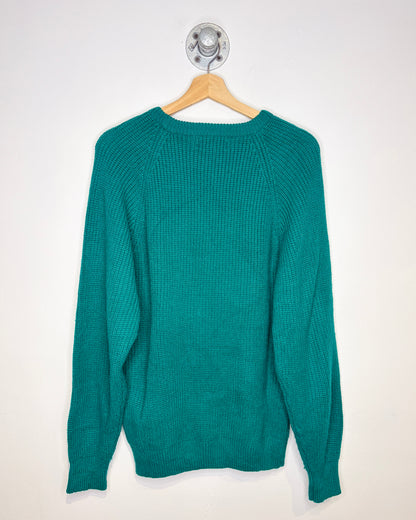 Vintage 80s Expressions Teal Green Raglan Sweater