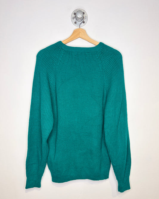 Vintage 80s Expressions Teal Green Raglan Sweater