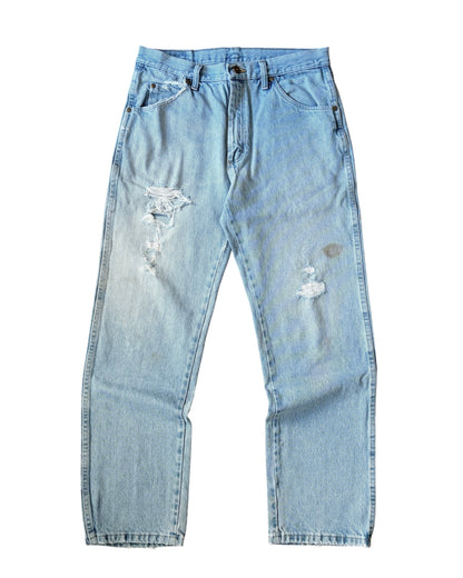 Wrangler Distressed Stone Washed Blue Denim