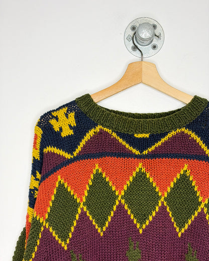 Vintage 90s “Structure” Multicoloured Heavyweight Boxy Sweater